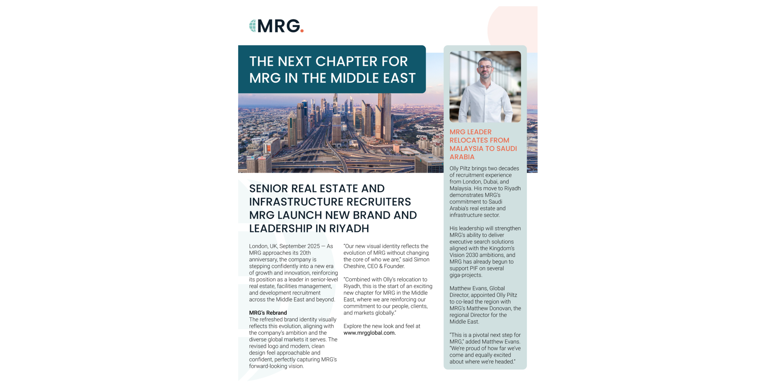 The Management Recruitment Group (MRG) Rebrands and Welcomes New Leadership in Riyadh